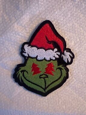 Holiday Grinch Embroidered Iron on Patch - Red & Green